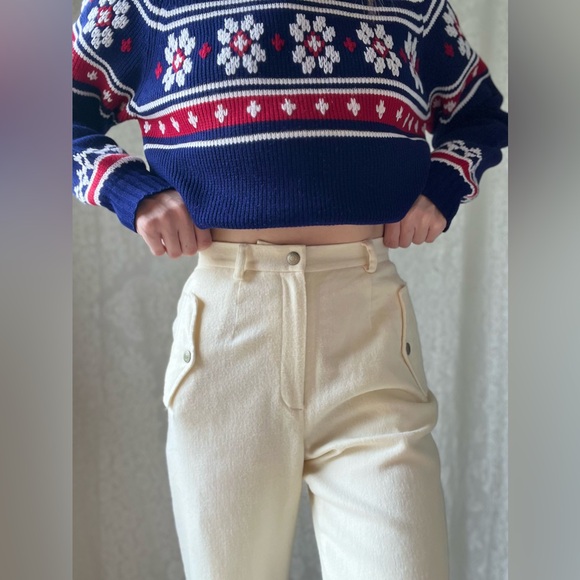 Vintage Ralph Lauren Petite High-Waisted Wool Blend Cream Pants - Picture 11 of 16